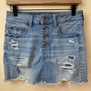 American Eagle Hi-Rise Mini Button Fly Jean Skirt